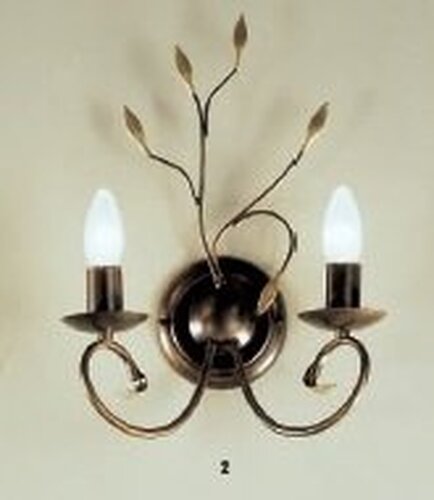 Dekorativní - OR WA 2-884/2 Nástěnné svítidlo 2xE14 antik, dekor list, výška 40cm, šířka 26c - ORION - foto 1