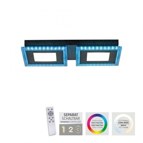 Hranatá - LD 14512-18 ACRI LED stropní svítidlo černé RGB, CCT stmívatelné s dálkovým ovládáním RGB+2700-5000K - LEUCHTEN DIREKT / JUST LIGHT - foto 1