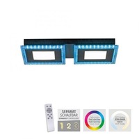 Hranatá - LD 14512-18 ACRI LED stropní svítidlo černé RGB, CCT stmívatelné s dálkovým ovládáním RGB+2700-5000K - LEUCHTEN DIREKT / JUST LIGHT