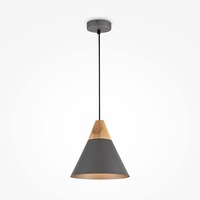 Kónická - M P359-PL-220-C Závěsné svítidlo Bicones E27 60W šedá kov/dřevo - MAYTONI