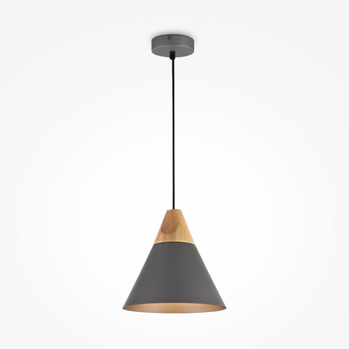 Kónická - M P359-PL-220-C Závěsné svítidlo Bicones E27 60W šedá kov/dřevo - MAYTONI - foto 1
