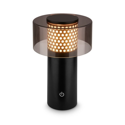 Stolní lampy dekorační - BRILO 7669015 Gila stolní lampa - 2,6W, 200lm, bezdrátová, LED, IP44, dotykový vypínač, stmívatelná, černá/zlatá - BRILO - foto 1