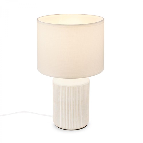 Stolní lampy dekorační - BRILO 7539016 Ino stolní lampička, látkové stínidlo, keramický podstavec, 22x37,5 cm (DxH), bílé - BRILO - foto 1