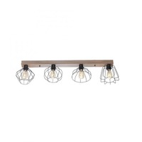 Podélná - LD 15213-78 KASKA LED stropní svítidlo 4 ramenné, dřevodekor, černá, kovové stínítko, rustikální - LEUCHTEN DIREKT / JUST LIGHT