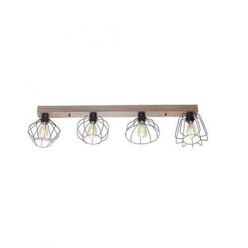 Podélná - LD 15213-78 KASKA LED stropní svítidlo 4 ramenné, dřevodekor, černá, kovové stínítko, rustikální - LEUCHTEN DIREKT / JUST LIGHT - foto 1