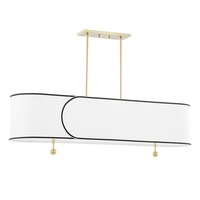 Podélná - HVLG H381905-AGB-CE Závěsné svítidlo ZARA ocel/textil staromosaz/bílá E27 5x60W - HUDSON VALLEY (Mitzi)