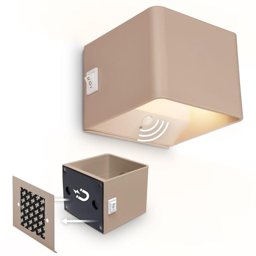 Nepřímé osvětlení - BRI 3879011 BRILONER Borra nástěnné svítidlo - 1,5W, 100lm, bezdrátové, LED, s pohybovým čidlem, béžové 3879011 - foto 1