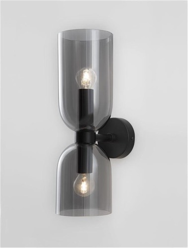 Dekorativní - NV 9241110 Nástěnné svítidlo PALMER kouřové sklo černá kovová základna E14 2x5W 230V IP20 bez žárovky - NOVA LUCE - foto 1