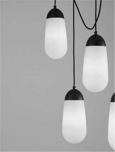 Vícečetná - NV 9092827 Závěsné svítidlo BLAKY matný černý kov a opálové sklo E14 5x5W bez žárovky - NOVA LUCE - foto 1