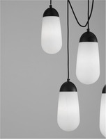 Vícečetná - NV 9092827 Závěsné svítidlo BLAKY matný černý kov a opálové sklo E14 5x5W bez žárovky - NOVA LUCE