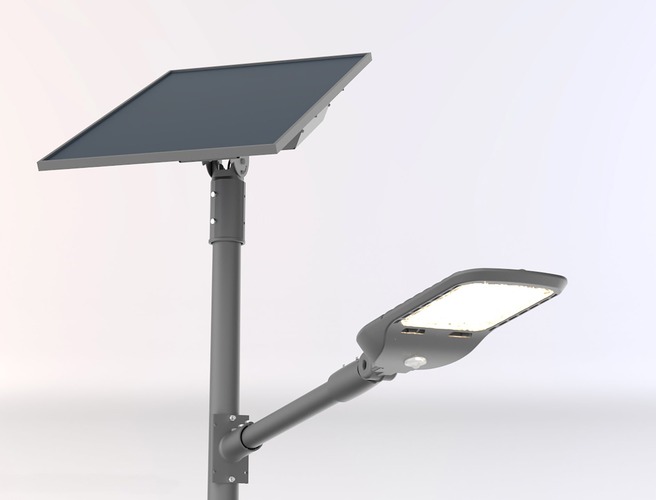 Veřejné osvětlení - FAN LED-IPERION-75-SOLAR Veřejné solární osvětlení STRADALE IPERION stříbrná, hliník, 75 W, 13500 lm, 4000 K, IP65, solární panel, 9,9 x 82,06 x 28 cm - FANEUROPE - foto 1