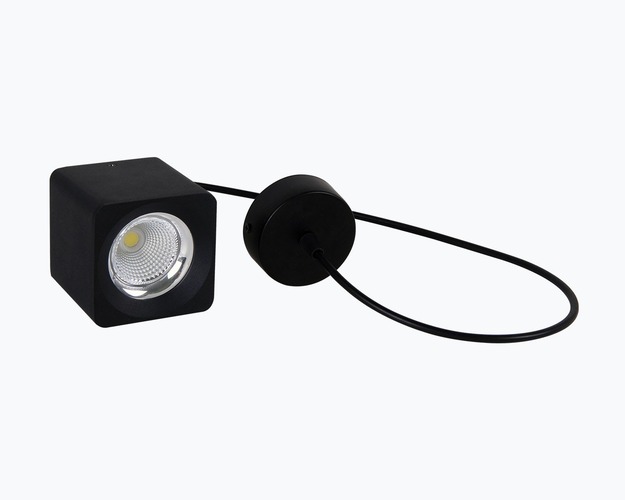 Hranatá - CEN QBNEP-059040 STROPNÍ LED SVÍTIDLO QUBE ZÁVĚSNÉ ČERNÉ 90x90X90mm 5W/230VAC 4000K 450lm 45d IP20 závěs 150cm - CENTURY - foto 1