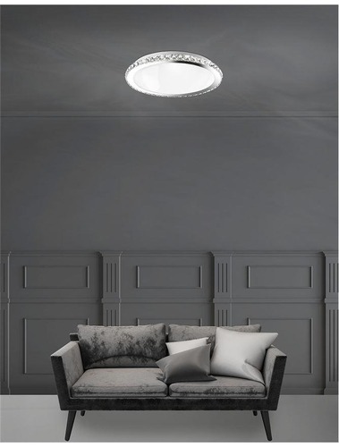 Kruhová - NV 7311402 Stropní svítidlo PALERMO chromovaný kov bílé sklo a K9 křišťál E27 3x12W 230V IP20 bez žárovky - NOVA LUCE - foto 1