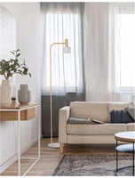 Stojací lampy - NV 9426653 AKCE - Stojací lampa PAZ zlatý kov bílé kovové stínidlo bílá základna E27 1x12W 230V IP20 bez žárovky - NOVA LUCE