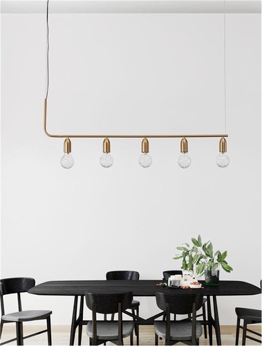 Podélná - NV 9536415 Závěsné svítidlo VEDA mosazný kov a čiré sklo G9 5x6W 230V IP20 bez žárovky - NOVA LUCE - foto 1