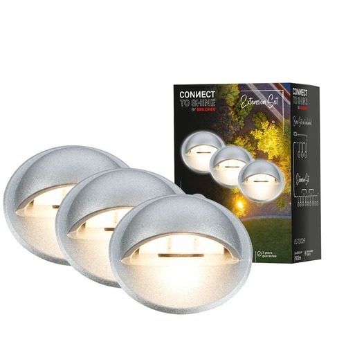 Connect To Shine - BRI 3923034 CONNECT TO SHINE prodlužovací sada Teak 3ks LED zapuštěných svítidel do země, IP65 - BRILONER - foto 1
