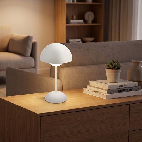 Stolní lampy dekorační - BRILO 7578016 Kugle stolní lampička - 3W, 250lm, bezdrátová, LED, stmívatelné, dotykový vypínač, teplá bílá, bílá - BRILO - foto 1