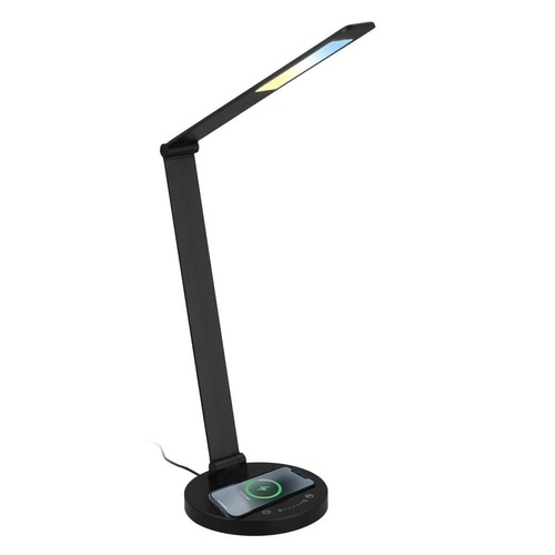 Stolní lampy pracovní - BRILO 7543015 Cuma LED lampa na psací stůl, bezdrátové nabíjení telefonu, stmívatelná, černá - BRILO - foto 1
