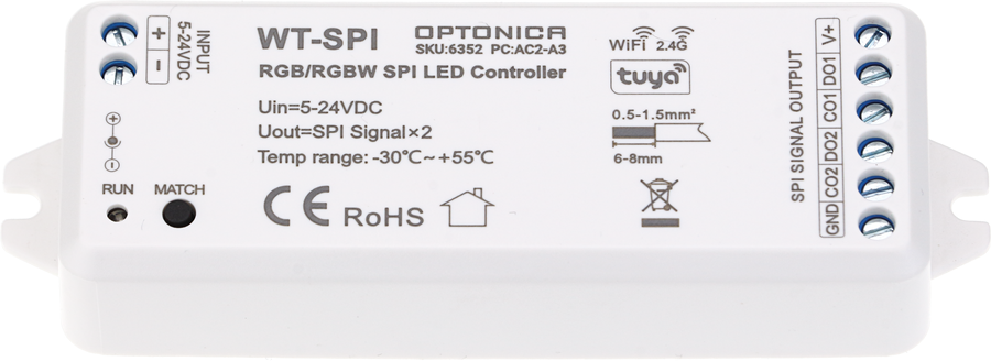 Stmívače a ovladače Optonica - SPI LED Controller Tuya - foto 1