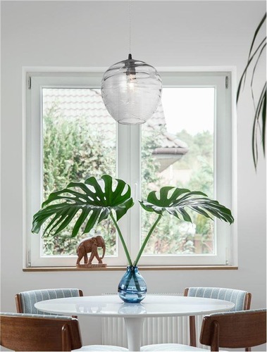 Koule - NV 9009258 Závěsné svítidlo EVLEEN matný černý kov a světle šedé sklo E27 1x12W 230V IP20 bez žárovky - NOVA LUCE - foto 1