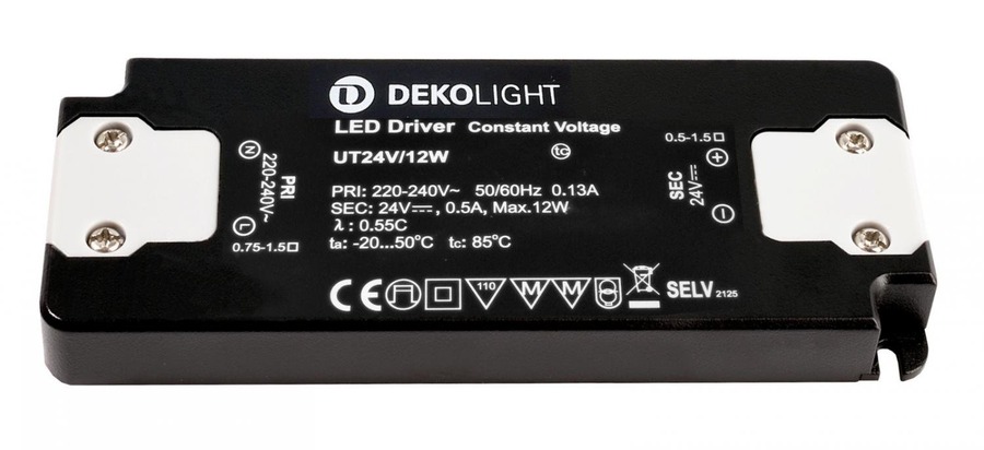 Stabilizované napětí - IMPR 862233 Deko-Light LED-napájení FLAT, CV, UT24V/12W konstantní napětí 0-500 mA IP20 24V DC 12,00 W - foto 1
