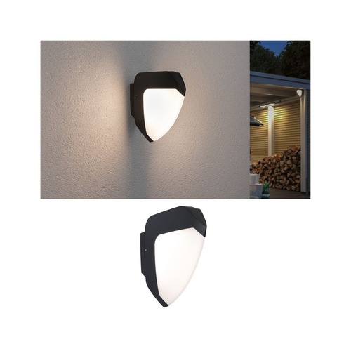 Nástěnná - P 94517 LED venkovní nástěnné svítidlo Smart Home Zigbee Ikosea soumrakový senzor a pohybové čidlo CCT IP44 50x203mm 3000K 4,4W 230V antracit umělá hmota - PAULMANN - foto 1