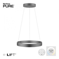 Kruhová - PN 2561-15 Paul Neuhaus LED závěsné svítidlo PURE-E-CLIPSE elektricky nastavitelná výška 2700-5000K šedá mystic - PAUL NEUHAUS