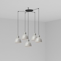 Kónická - FARO 64255-114-5L VENICE závěsné svítidlo 5x žárovka, bílá s pruhy - FARO
