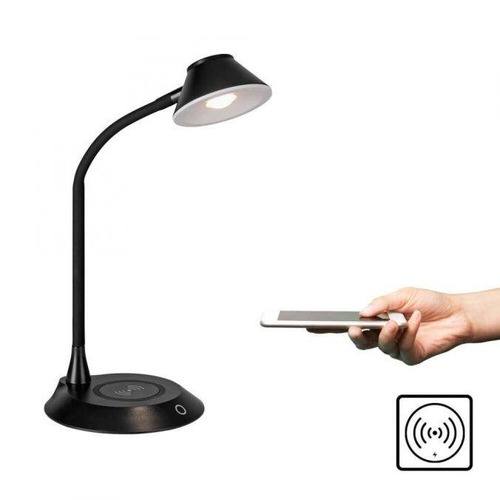 Stolní lampy pracovní - LD 14414-18 PUCKI LED stolní lampa černá bezdrátové nabíjení telefonu dotykový stmívač nastavitelné 3000K - JUST LIGHT - foto 1
