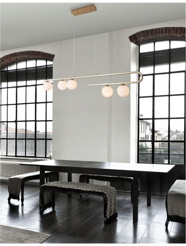 Podélná - NV 9960616 Závěsné svítidlo CANTONA bílé opálové sklo mosaz zlatá G9 5x5W 230V IP20 bez žárovky - NOVA LUCE - foto 1