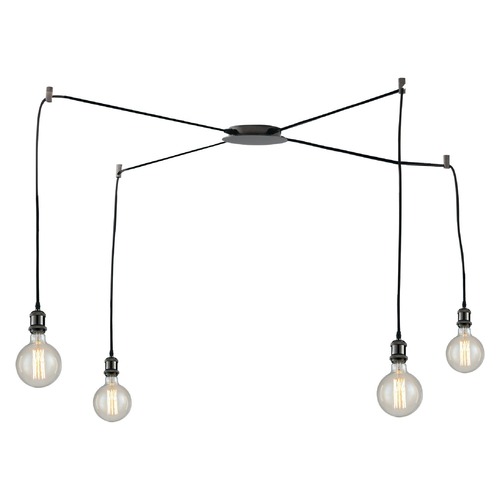 Dekorativní - FAN I-GROOVE-S4 NER Závěsné svítidlo Groove, černé, 4 x E27, délka 250 cm - FANEUROPE - foto 1