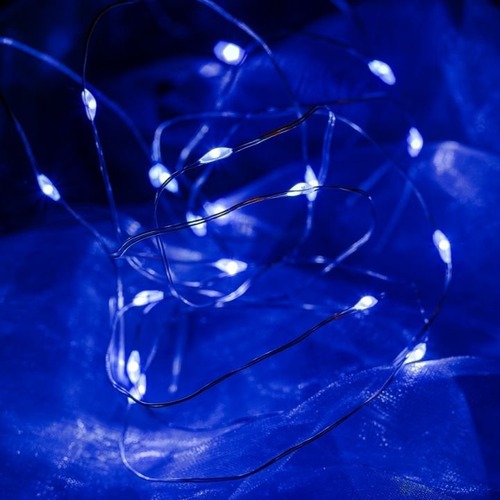 LED osvětlení na BATERIE - DLED BL22B DecoLED LED světelný řetěz na baterie - modrý, 20 diod, 2,3 m - foto 1