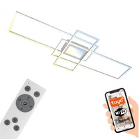 Hranatá - BRILO 3812019 Ram LED stropní svítidlo, Smart, ovládání hlasem nebo v aplikaci, dálkové ovládání, hliník - BRILO