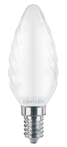 E14 - CEN INSTOR-041430 LED FILAMENT SVÍČKA TWIST SATÉN 4W E14 3000K 470Lm 360d 35x97mm IP20  - CENTURY - foto 1
