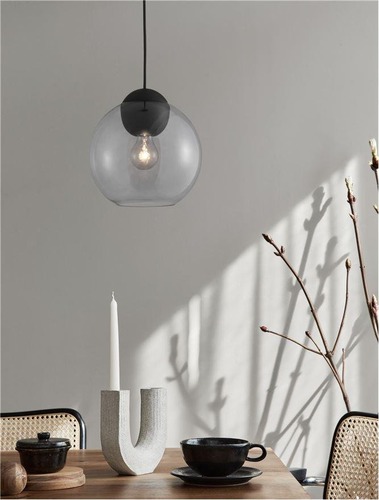 Koule - NV 9009241 Závěsné svítidlo MIDORI matný černý kov a světle šedé sklo E27 1x12W 230V IP20 bez žárovky - NOVA LUCE - foto 1