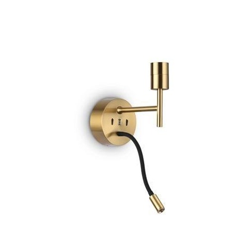 Dekorativní - ILUX 259857 Nástěnné svítidlo Ideal Lux SET UP MAP2 OTTONE 259857 E27 1x60W + LED 3W 220lm 3000K IP20 21cm broušená mosaz - IDEALLUX - foto 1