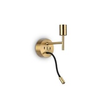 Dekorativní - ILUX 259857 Nástěnné svítidlo Ideal Lux SET UP MAP2 OTTONE 259857 E27 1x60W + LED 3W 220lm 3000K IP20 21cm broušená mosaz - IDEALLUX