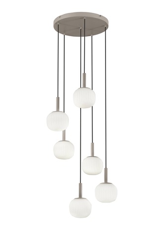 Vícečetná - FAN I-ERIS-S6 Závěsné svítidlo Eris bílá + hnědá, 6 x E14, 51 x 200 cm - FANEUROPE - foto 1