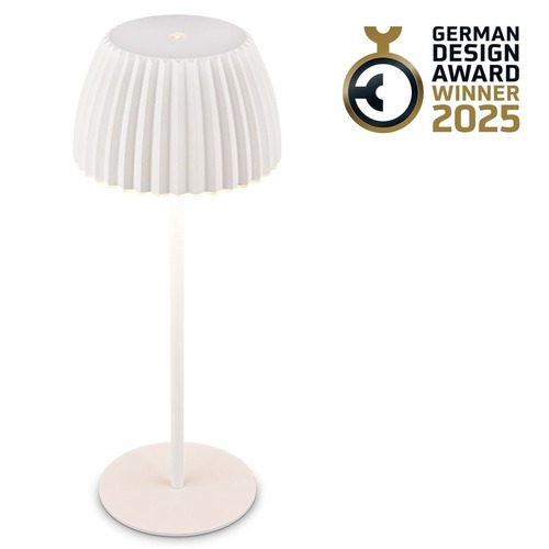Stolní lampy dekorační - BRILO 7553016 Nabíjecí stolní lampa Riffle - 36,5 cm, 2W, 200lm, IP44, bezdrátová, LED, stmívatelná, dotykový vypínač, bílé - BRILO - foto 1