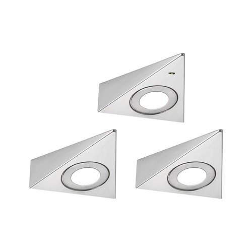 Přisazená - P 92126 LED podskříňkové svítidlo Trias čidlo přiblížení 3ks sada 3x2,7W 135x132mm 230/12V kov kartáčovaný - PAULMANN - foto 1