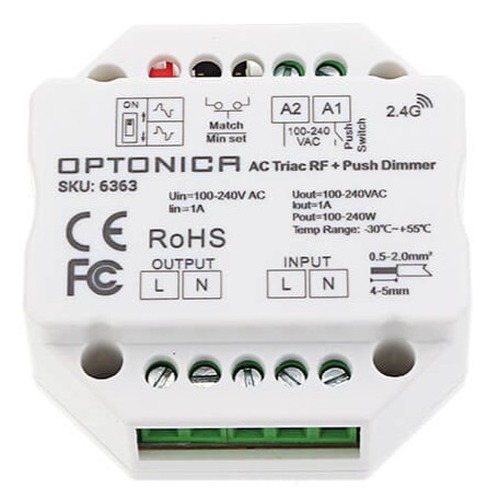 Stmívače a regulátory proužků - AC TRIAC RF DIMMER - foto 1