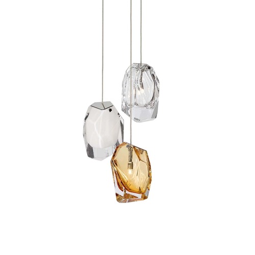 Vícečetná - LAS CL017PB-1CE00-7410S1 Závěsné svítidlo Crystal Rock Mix 3x G4 2W (amber / čirá / modrá) - LASVIT - foto 1