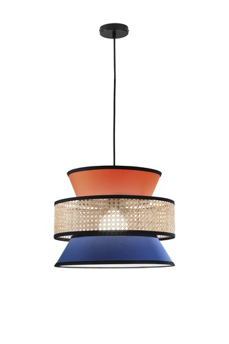 Dekorativní - FAN I-GAZEBO-S40-AB Závěsné svítidlo Gazebo (40 x 200 cm) oranžovo‑modré provedení s přírodním ratanem, patice E27, délka kabelu 210 cm - FANEUROPE - foto 1