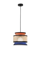 Dekorativní - FAN I-GAZEBO-S26-AB Závěsné svítidlo Gazebo oranžová + modrá + přírodní ratan, 1 x E27, pr. 26 x 206 cm - FANEUROPE