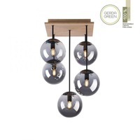 Vícečetná - LD 11395-79 GREEN WIDO LED stropní svítidlo 5 ramenné dřevo kouřová barva v udržitelném designu IP20 - LEUCHTEN DIREKT / JUST LIGHT