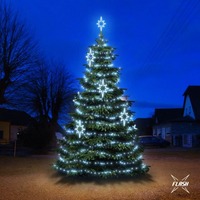 SADY na stromy - DLED TFS2023 LED světelná sada na stromy vysoké 6-8m, ledová bílá s Flash, dekory EFD09S1