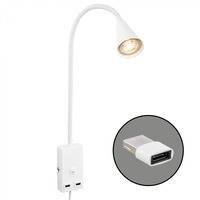 Bodová - BRI 2175016 Justra lampa na čtení, nastavitelná, 2x USB porty, bílá - BRILONER