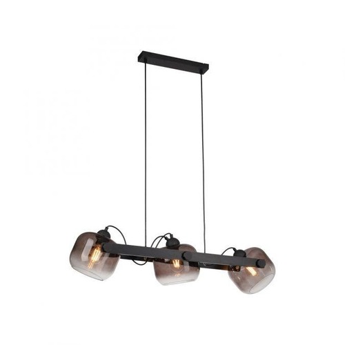 Dekorativní - LD 15753-18 CUP 2.0 závěsné svítidlo černé 3 ramenné dřevo kouřové sklo nastavitelná výška - JUST LIGHT - foto 1