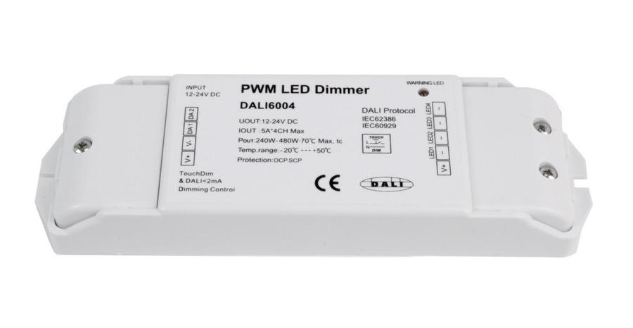 Ovladače a stmívače pro jednobarevné LED pásky - IMPR 843010 Deko-Light řídící jednotka DALI PWM stmívač CV 4CH 12/24V 5A/Channel 12-24V DC DALI-Bus nach IEC 62386 4 CH - foto 1