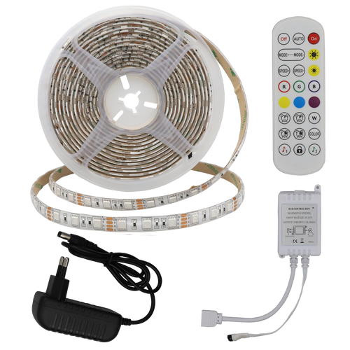 Sady LED pásků - Vodotěsný adaptér LED pásku + IR ovladač + dálkové RGB 60LED - foto 1